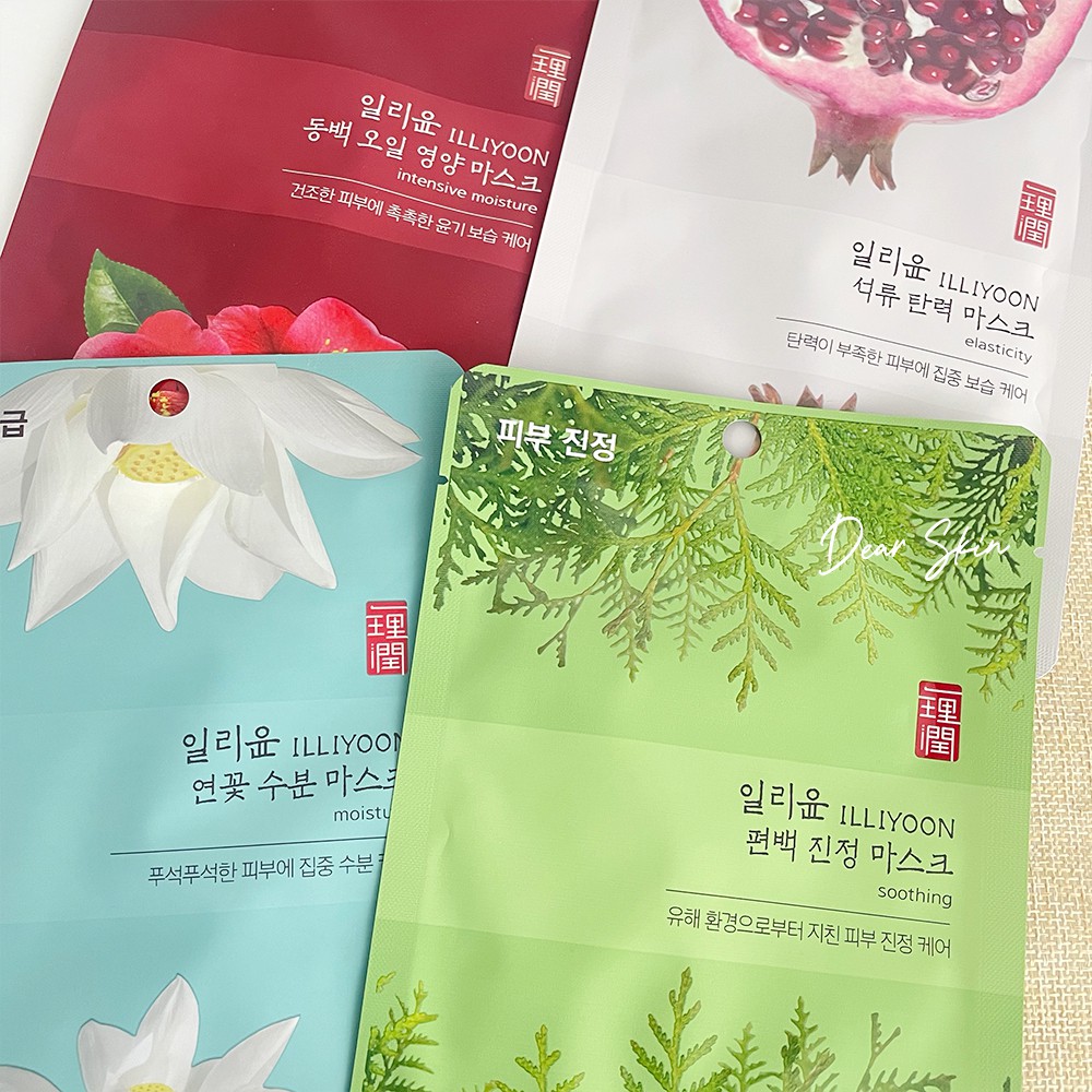 [Mặt nạ Hàn] Mặt nạ dưỡng da ILLIYOON Botanical Mask - thảo dược Sen Lựu Bạch Thảo Sơn Trà