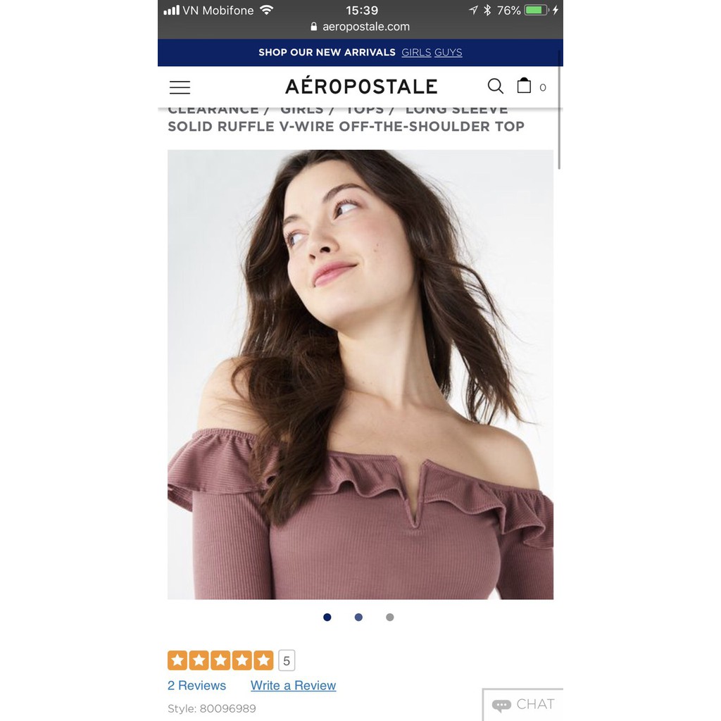 Áo thun tay dài trễ vai Aeropostale