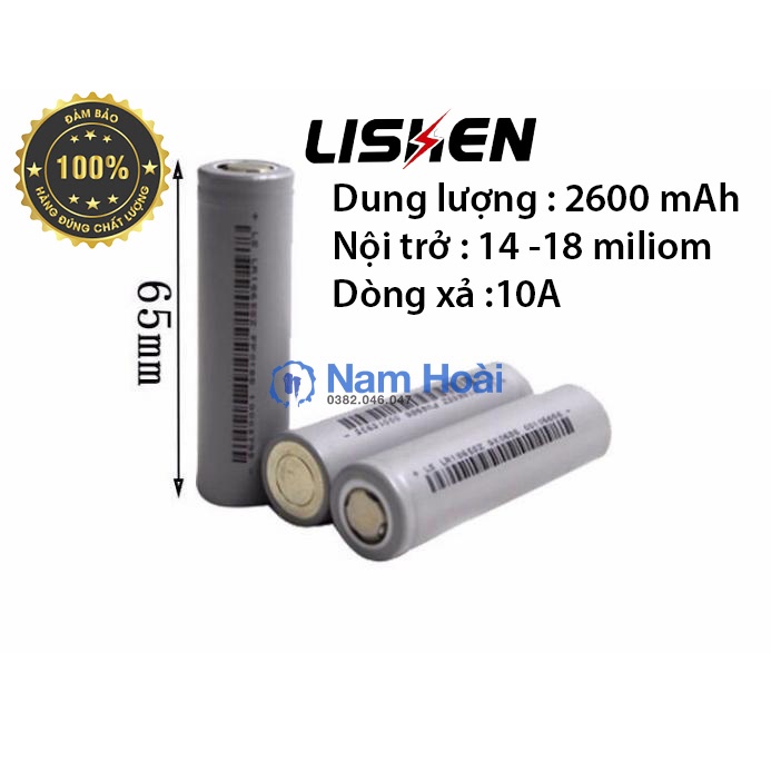 [Mã SRBACK101512 hoàn 20K xu đơn 0Đ] Pin 18650 Lishen 2600mah 5C (Cam kết đúng dung lượng 100%)