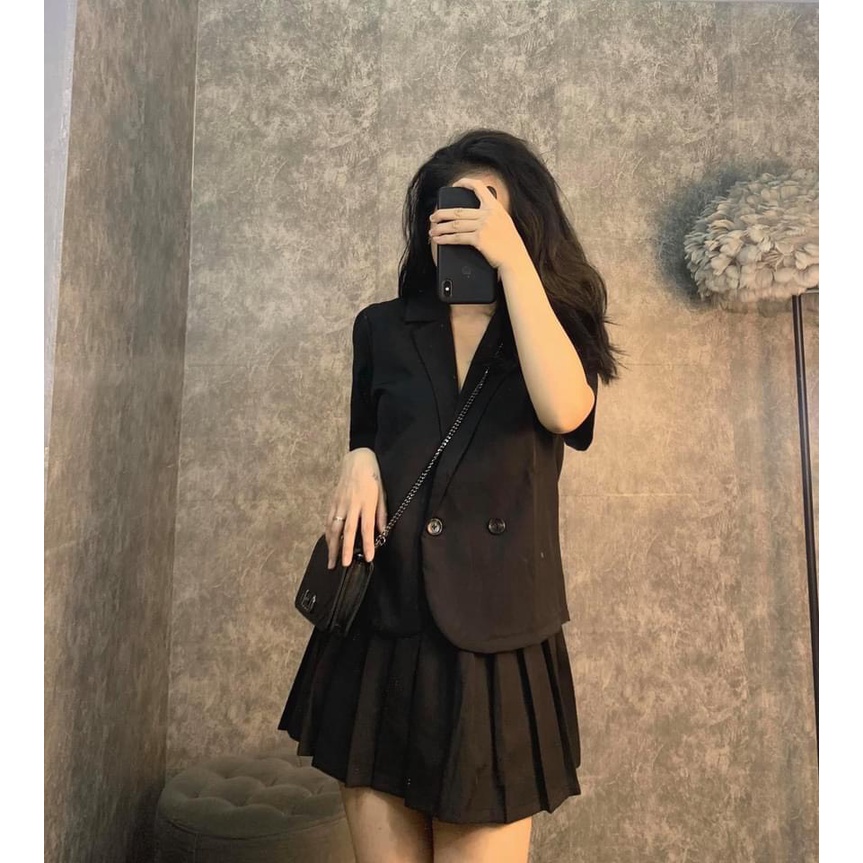 Set blazo và chân váy dập ly