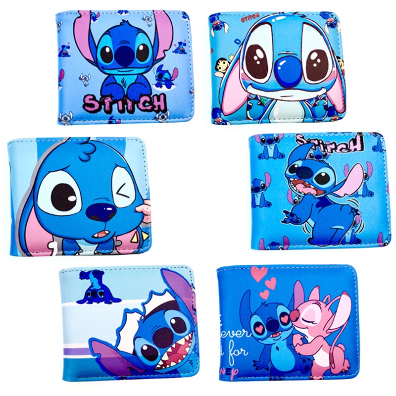 Ví Da Mini Dạng Gập In Họa Tiết Hoạt Hình Disney Lilo Stitch Đáng Yêu Thời Trang Cho Nam