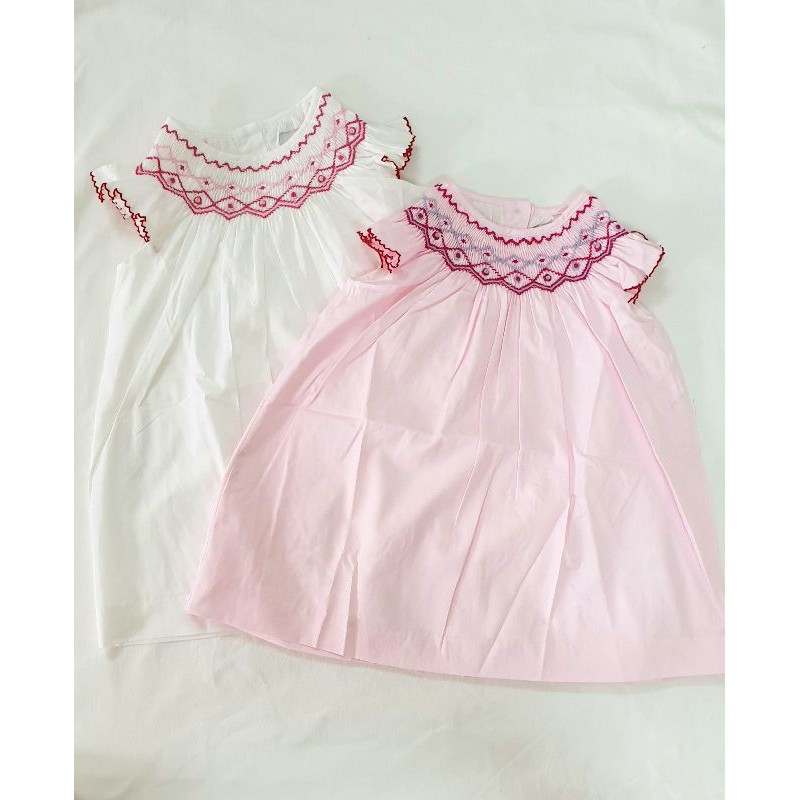 Váy, đầm smock  xuất Âu vải cotton poplin cao cấp cho bé gái 2 tuổi đến 10 tuổi, Bunkid