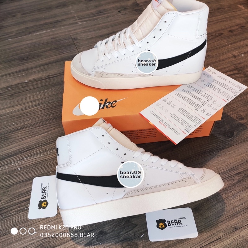 [Bear.sneaker] Giày thể thao Hot Đen trắng Black And White cao cổ bản SC - Da xịn