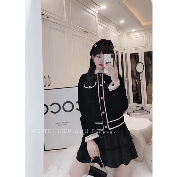 Áo Khoác Nhung Viền Thừng Sang Chảnh Có Ảnh Thật Kèm Video