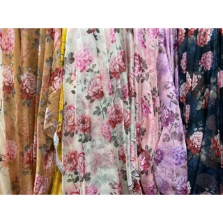 Vải tơ hoa cẩm tú cầu