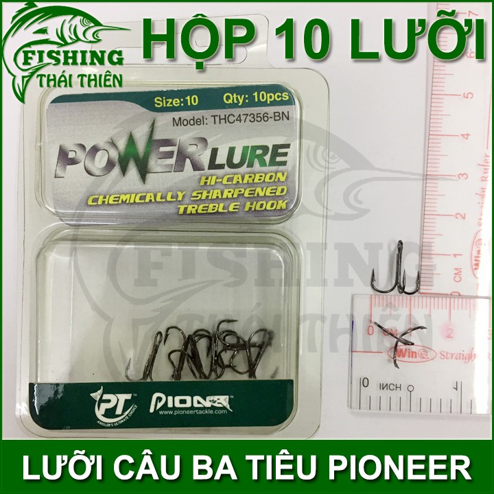 Lưỡi câu cá lưỡi câu ba tiêu Pioner Power lure hộp 10 lưỡi