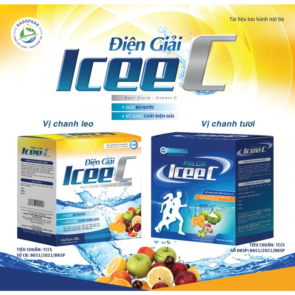 Hộp 5 Gói Bột Pha Nước Uống Và Bù Chất Điện Giải ICEE C Vị Chanh Tươi Và Chanh Leo - 1 Gói 25g Pha 500Ml Nước - ICEEC