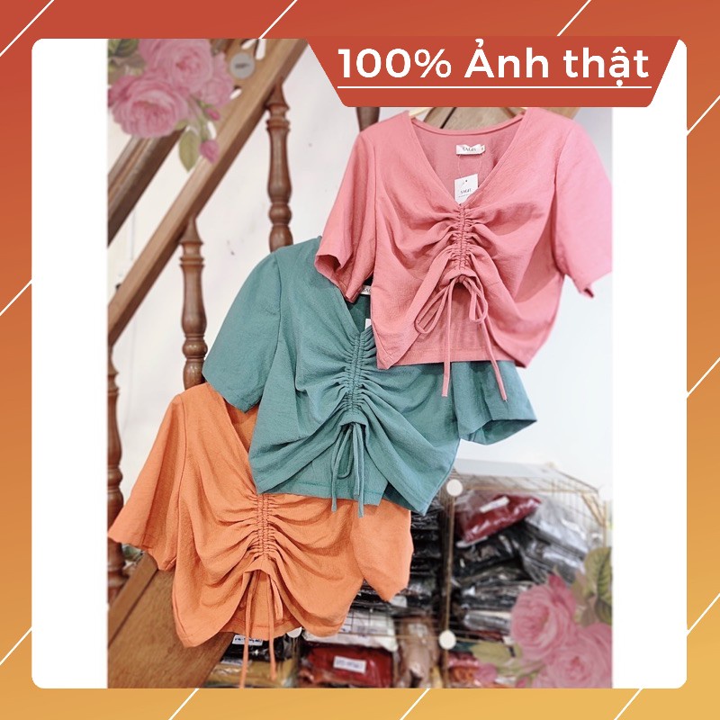 ÁO CROPTOP DÂY RÚT CỔ V có bigsize 50-70kg