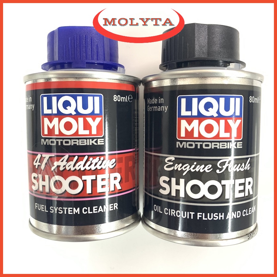 Combo 2 lon Vệ Sinh Buồng Đốt, tẩy Carbon và Súc động cơ xe máy Liqui Moly Shooter 80ml