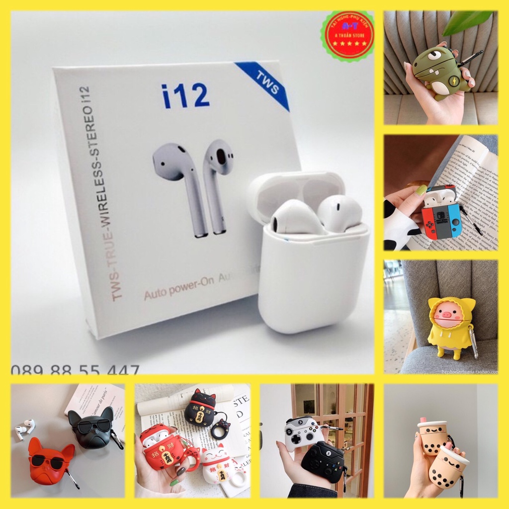 Tai Nghe Không Dây Phiên Bản Như Airpods-Tainghe I12 Cảm Ứng Vân Tay