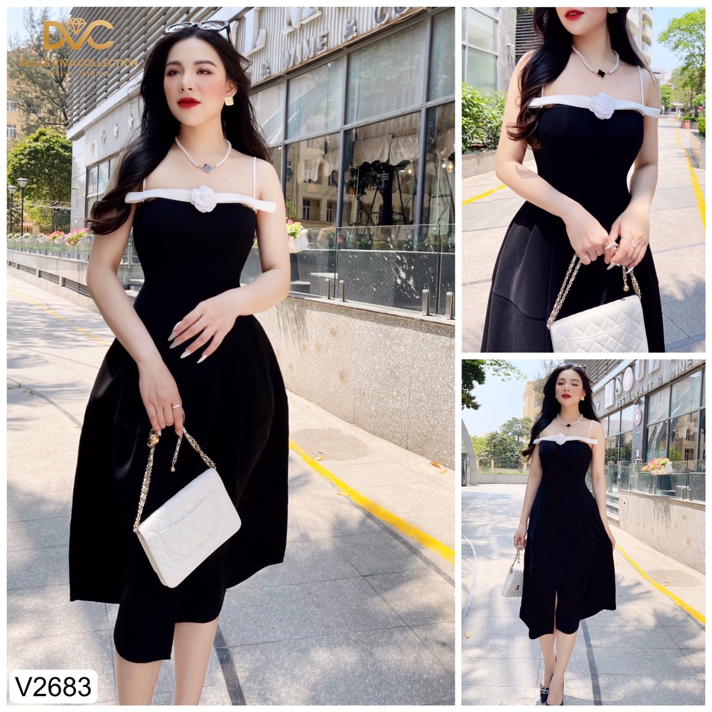 Váy đen phối dây hoa ngực - V2683 - DOLCE VIVA COLLECTION