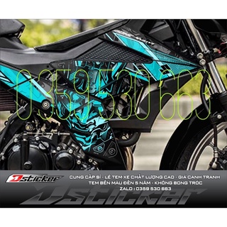 Tem rời Satria xanh ngọc dán xe đen - Samurai cực ngầu