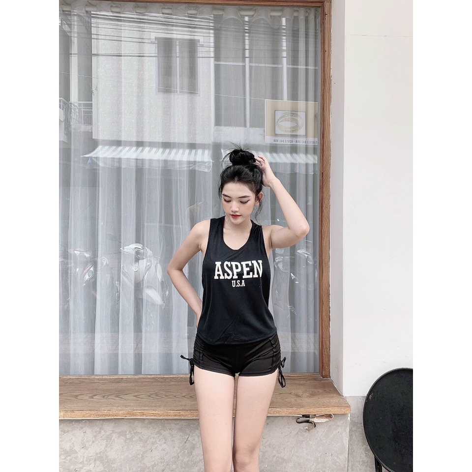 Áo tank top buộc lưng xinh xắn tập gym-yoga-aerobic nữ