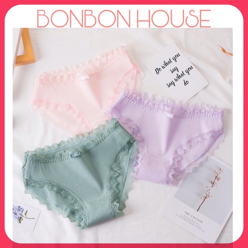 Quần lót cotton tăm phối nơ