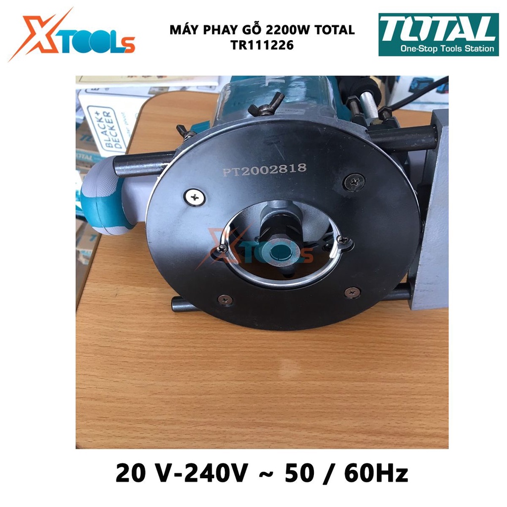 Máy phay gỗ Total TR111226 Máy soi gỗ cầm tay Công suất: 2200W Tốc độ không tải: 9000-23000rpm, tạo lượn tròn ván sàn