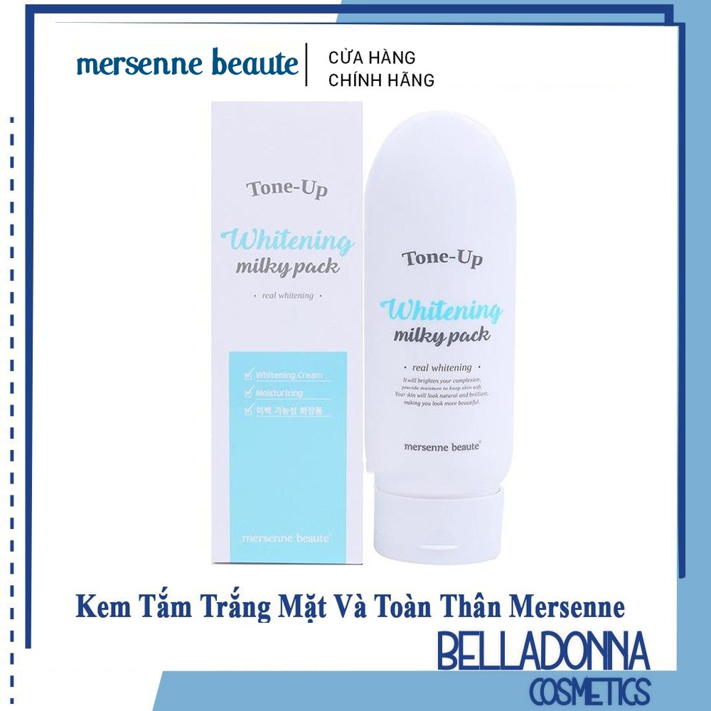 [CHÍNH HÃNG] Kem tắm trắng da mặt và toàn thân Mersenne Beaute Tone Up Whitening Milky Pack 200ml