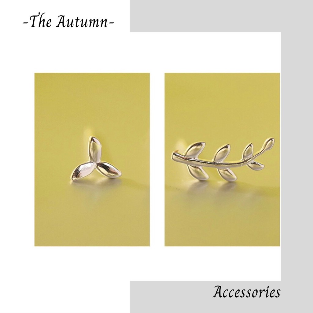 Khuyên tai mạ bạc hình lá phong cách Hàn Quốc đơn giản hot trend cho nữ - The Autumn Accessories