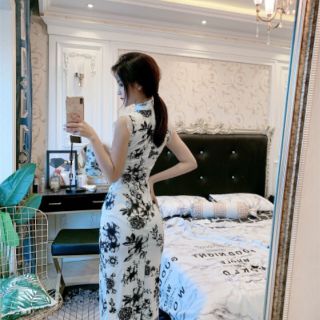 Đầm Body kiểu dáng sườn xám có hình thật