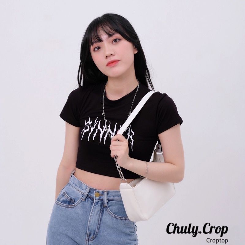 💥 Áo croptop in chữ Sinner siêu hít hót, chất thun borip dày đẹp, size <48kg💥