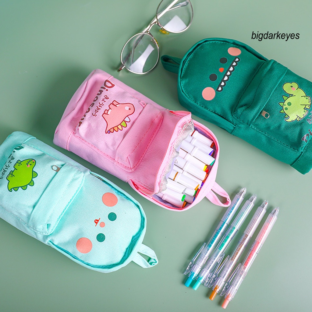 Nyt- Túi Đựng Bút Bằng Vải Canvas Họa Tiết Phi Hành Gia Khủng Long Tên Lửa Hoạt Hình