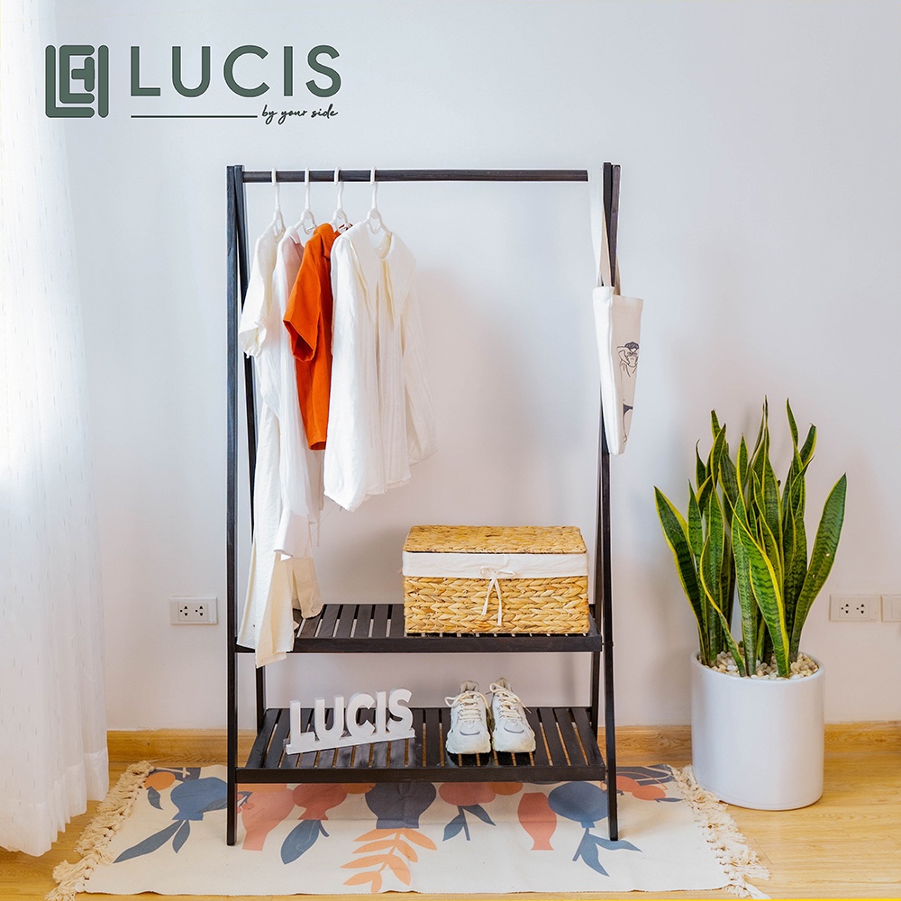 Giá treo quần áo chữ A cao cấp LUCIS 2 tầng màu đen size 80cm