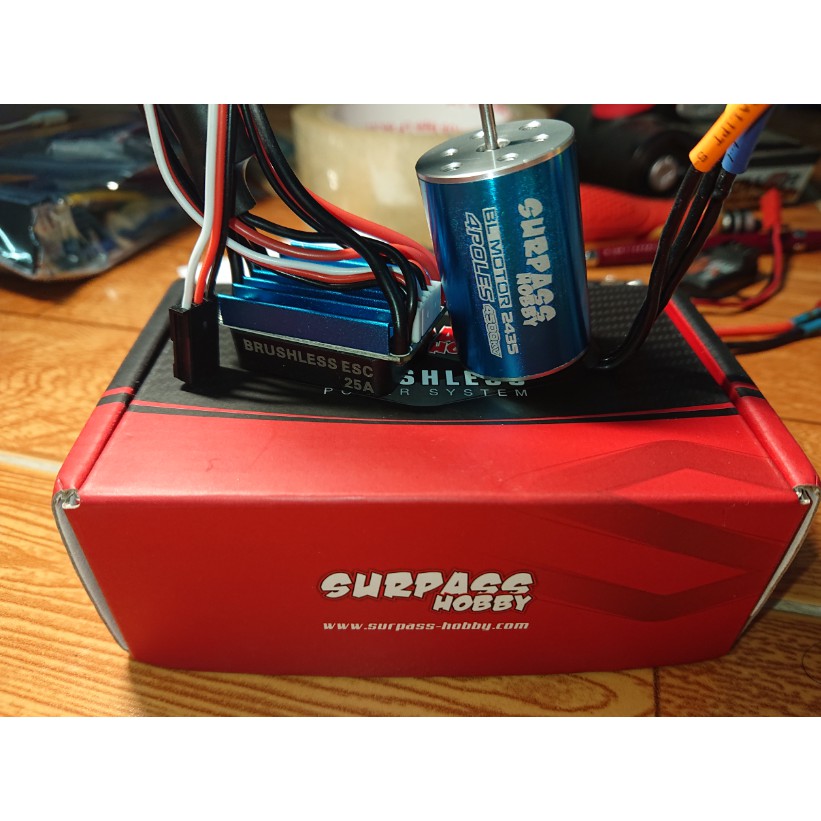 SURPASS HOBBY 2435 4500KV Sensorless Brushless Motor and 25A Brushless ESC for 1/18 1/16 RC Car