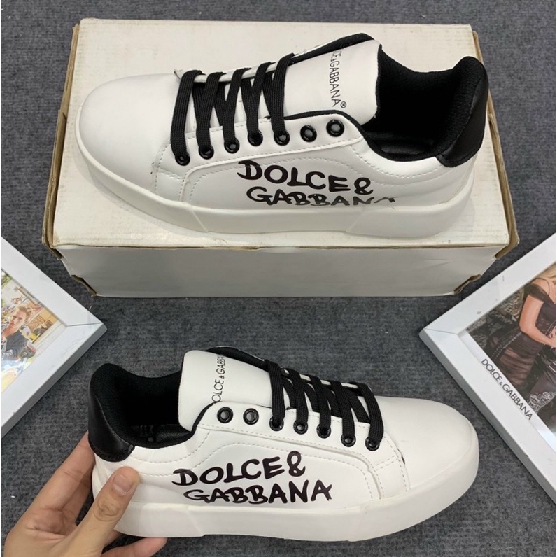 Giầy thể thao buộc dây có hoạ tiết logo DG thời trang nam, Giầy nam trắng phong cách giới trẻ btshop từ 45 đến 75 kg
