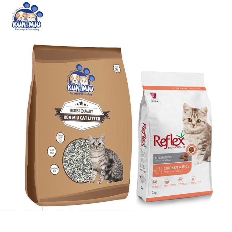 Combo Cà phê 8l + Reflex Kitten 2kg vị thịt gà và gạo