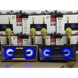Loa Bluetooth mini 💝Freeship💝 Loa bluetooth karaoke SD-301 tặng kèm 2 mic