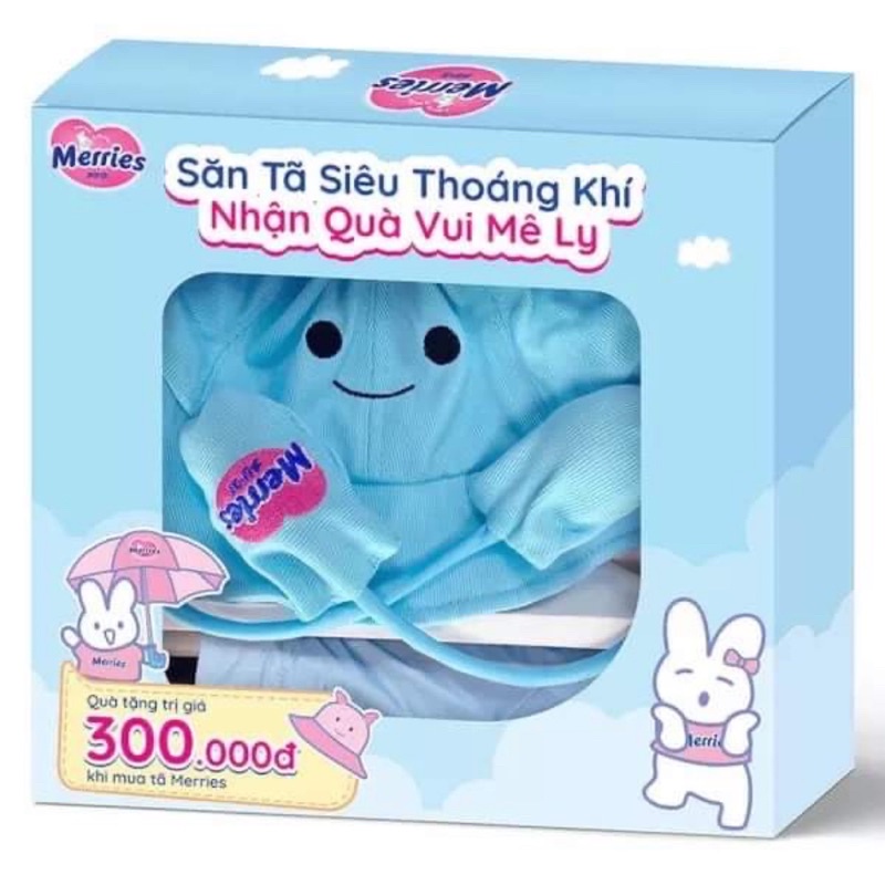 Set mũ tai thỏ và dù ô gấp gọn Merries