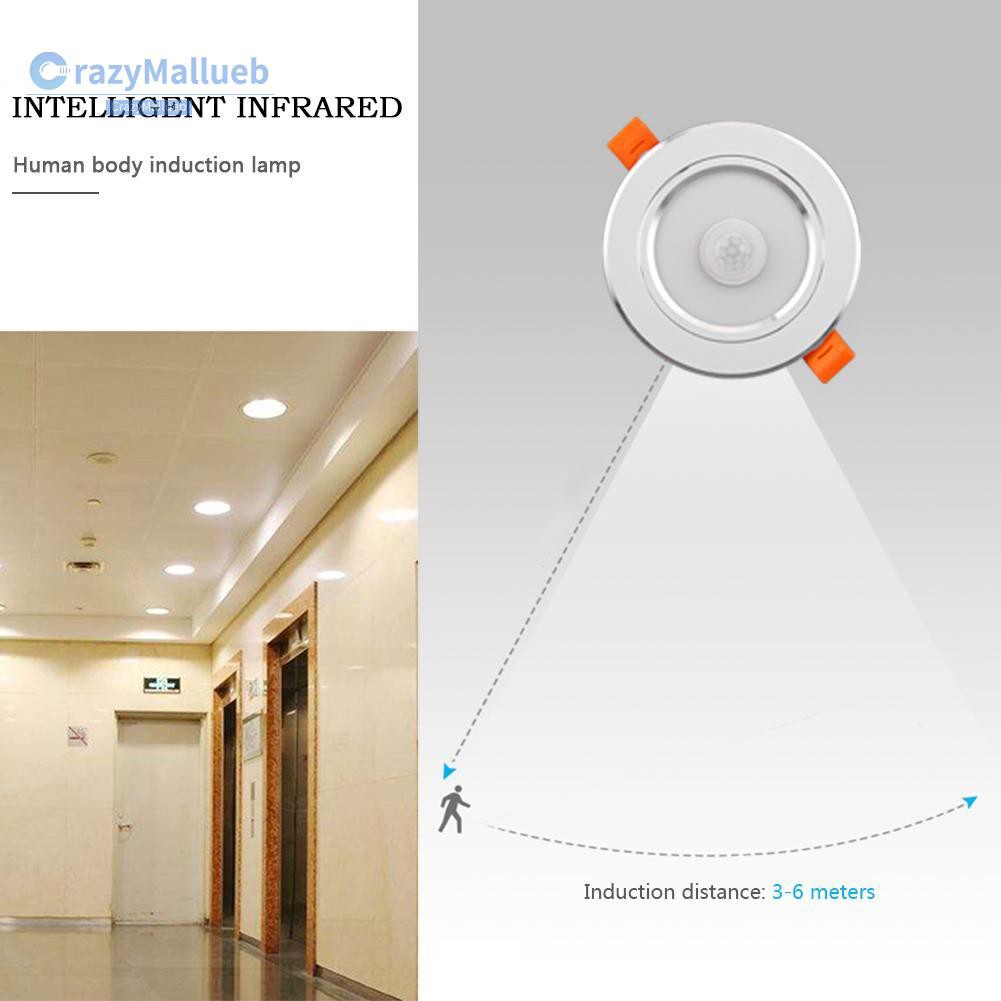 Crazymallueb❤Human Motion Sensor LED Ceiling Light Restaurant Bathroom Balcony Lamps Spotlight❤Lighting