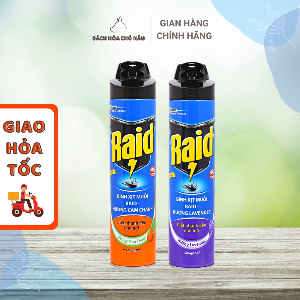 Bình Xịt Muỗi Raid FIK Hương Cam Chanh/ Hương Lavender 600ML/ Chai [ Hàng Mới Chính Hãng]