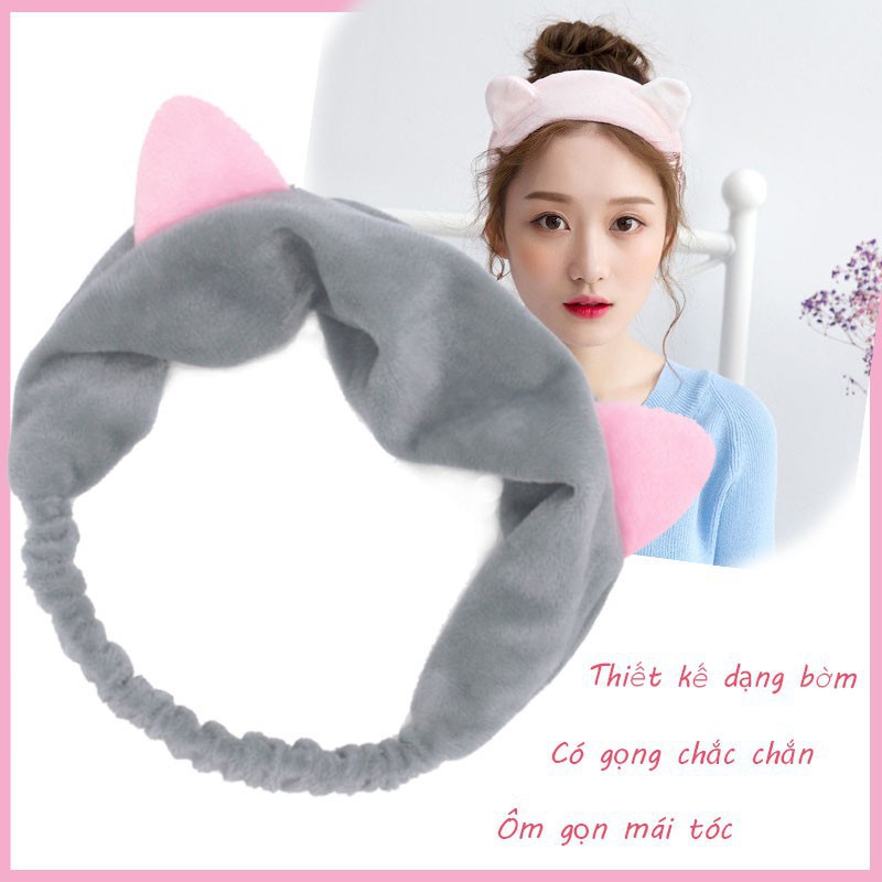Băng Đô Rửa Mặt Tai Thỏ Tai Mèo Dễ Thương Tiện Dụng Phong Cách Hàn Quốc