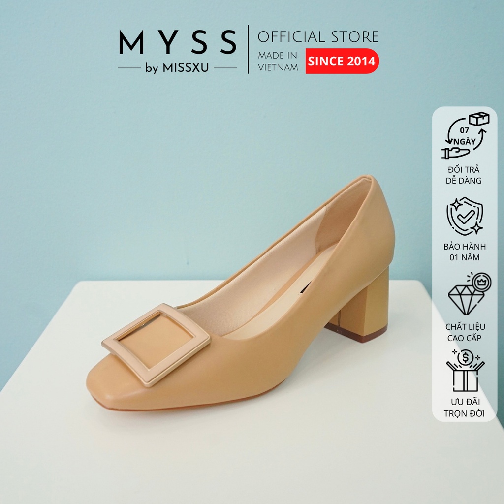 Giày nữ mũi vuông gót trụ 5cm cài khoen thời trang MYSS- CG174