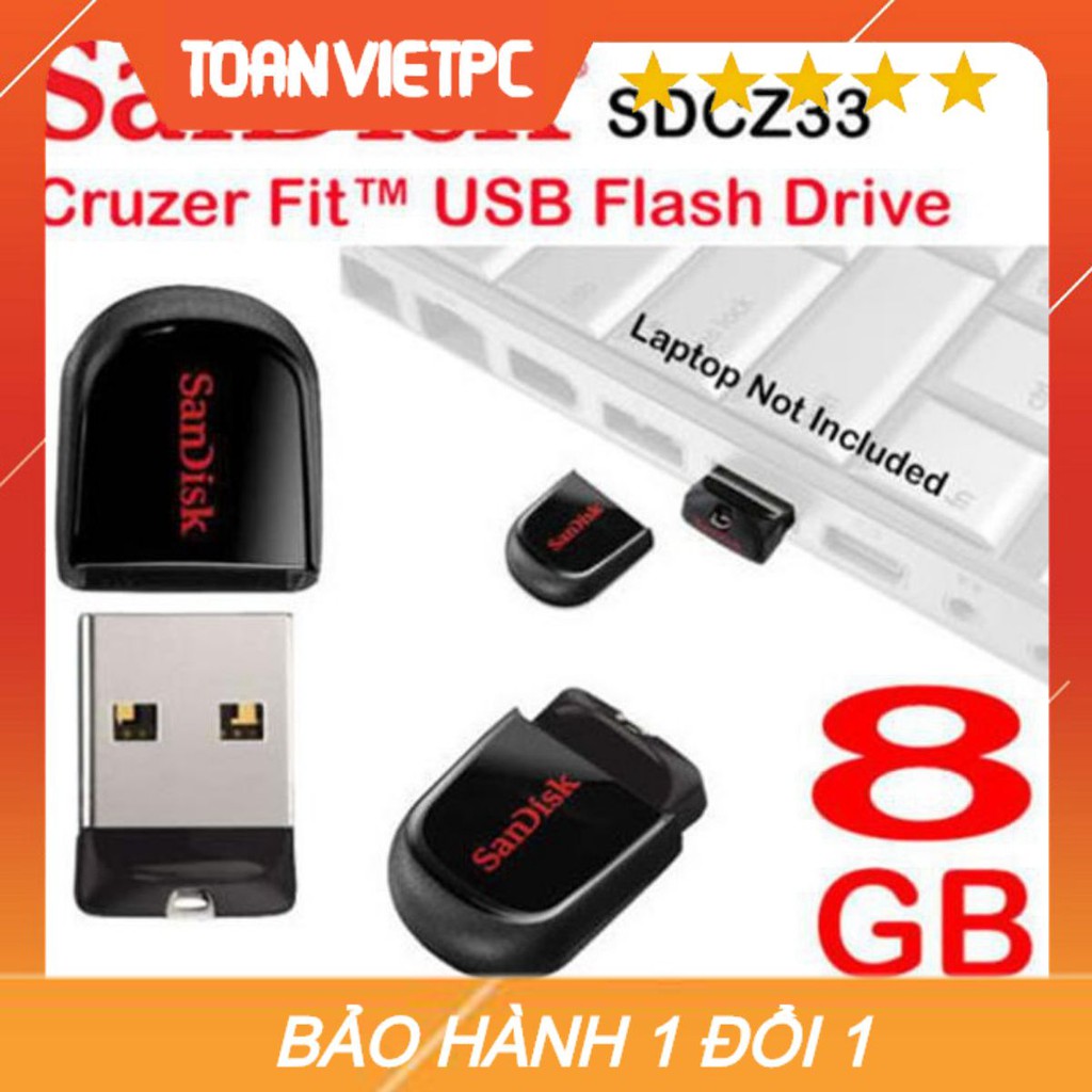 USB Lưu Dữ Liệu An Toàn 8GB 2.0 CZ33 FIT Sandisk