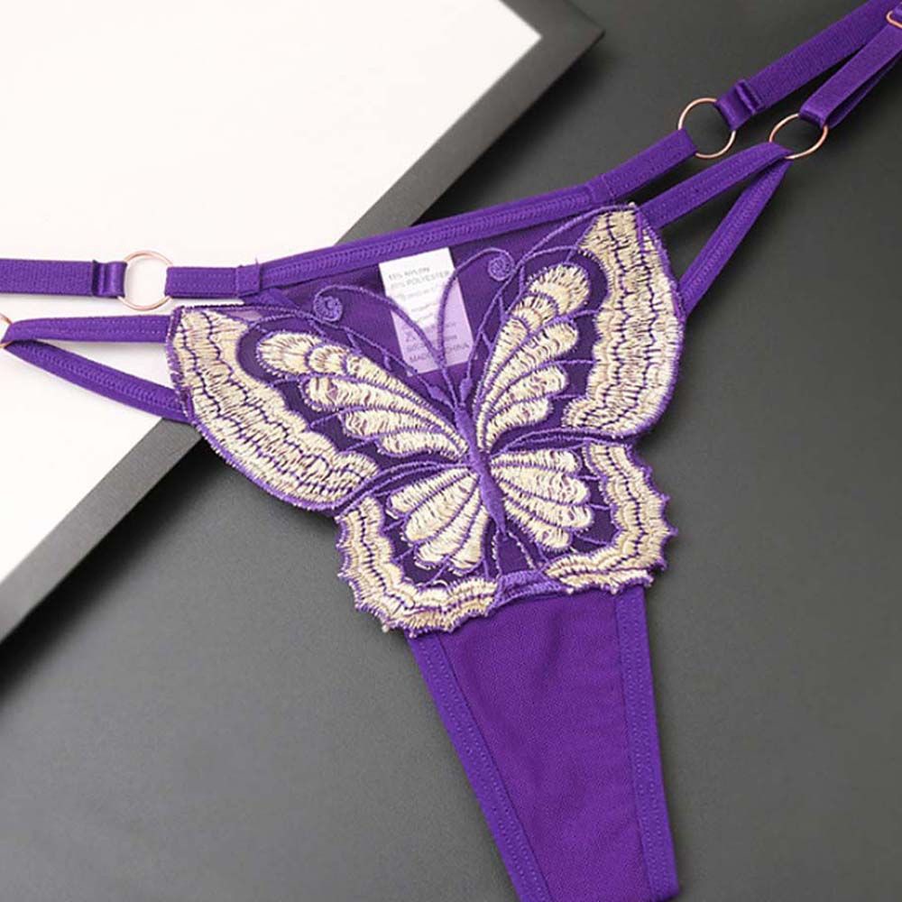 Quần Lót Lọt Khe Phối Ren Lưới Trong Suốt Thêu Hình Bướm Nhiều Màu Gợi Cảm Cho Nữ