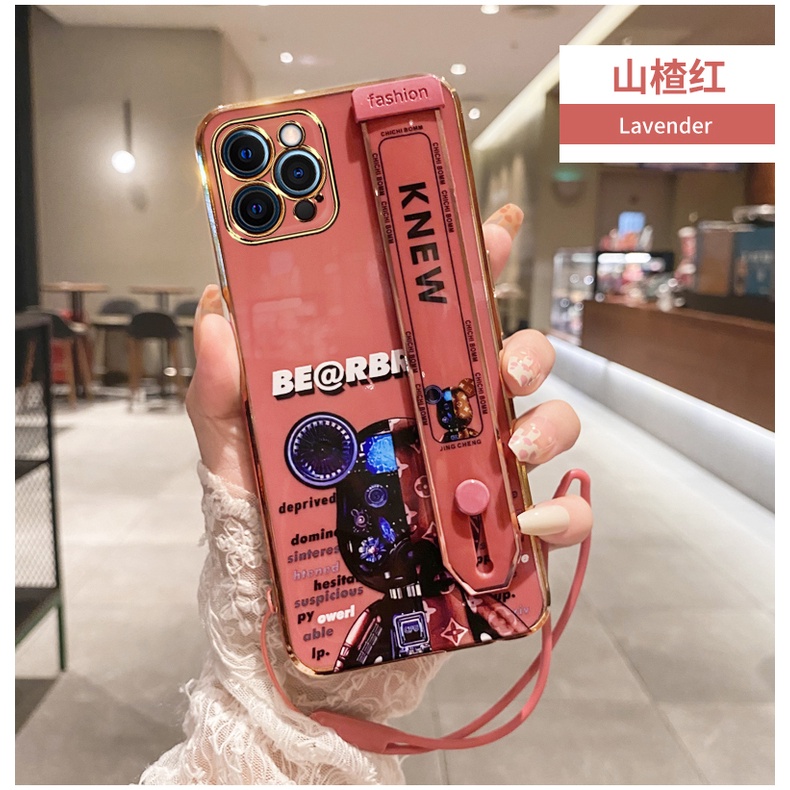 Ốp Điện Thoại Có Giá Đỡ Mạ Điện Hình Gấu Cho iPhone X XS XR 11 12 13 14 pro max