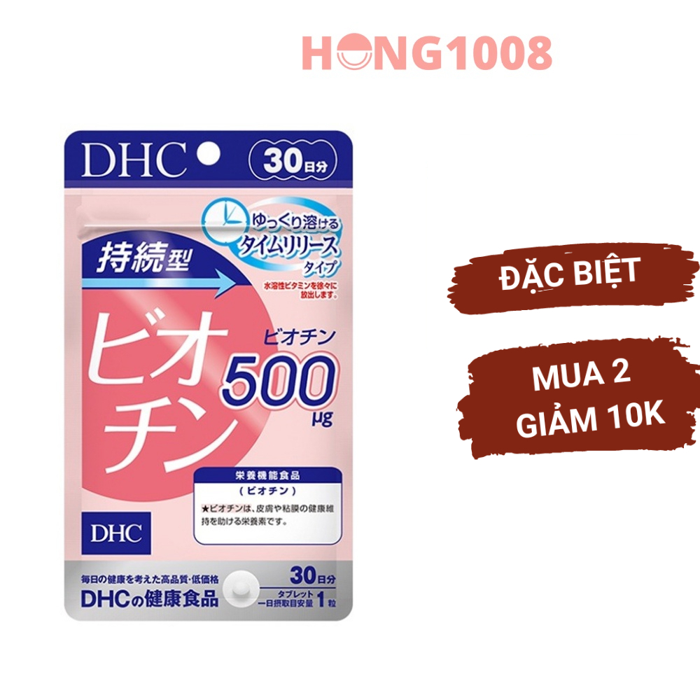 Viên uống DHC Sustained Release Biotin 500mcg µg 30 viên 30 ngày dùng - Hỗ trợ tóc móng khỏe