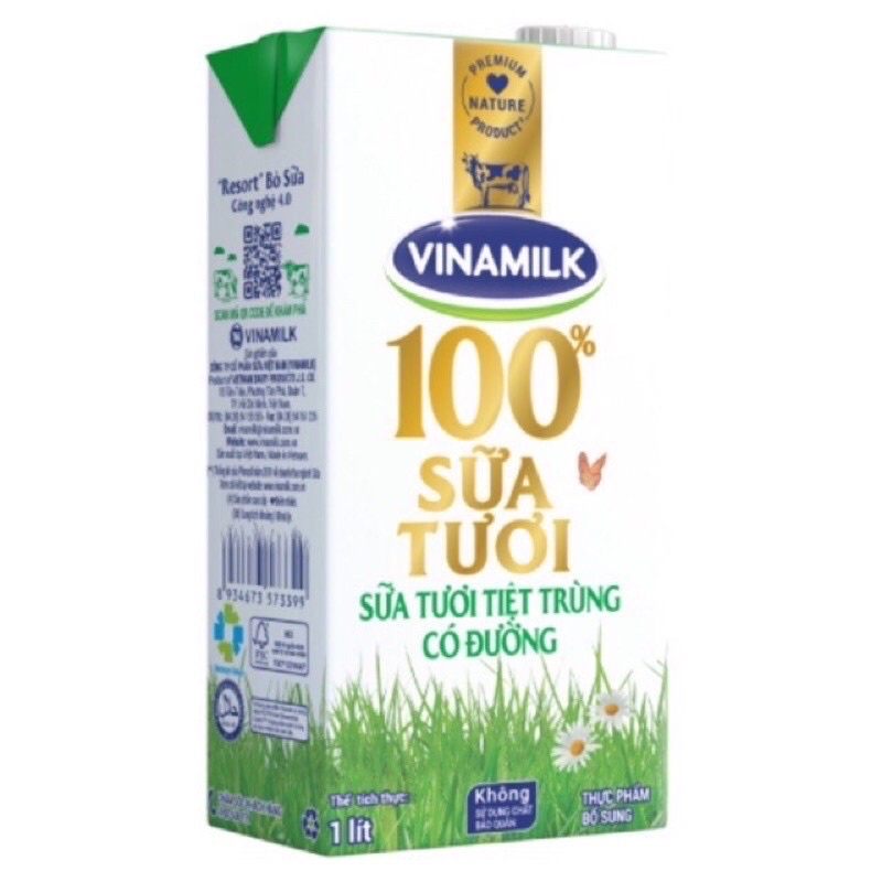 SỮA TƯƠI TIỆT TRÙNG 100% KHÔNG ĐƯỜNG/ CÓ ĐƯỜNG 1L - TD1215