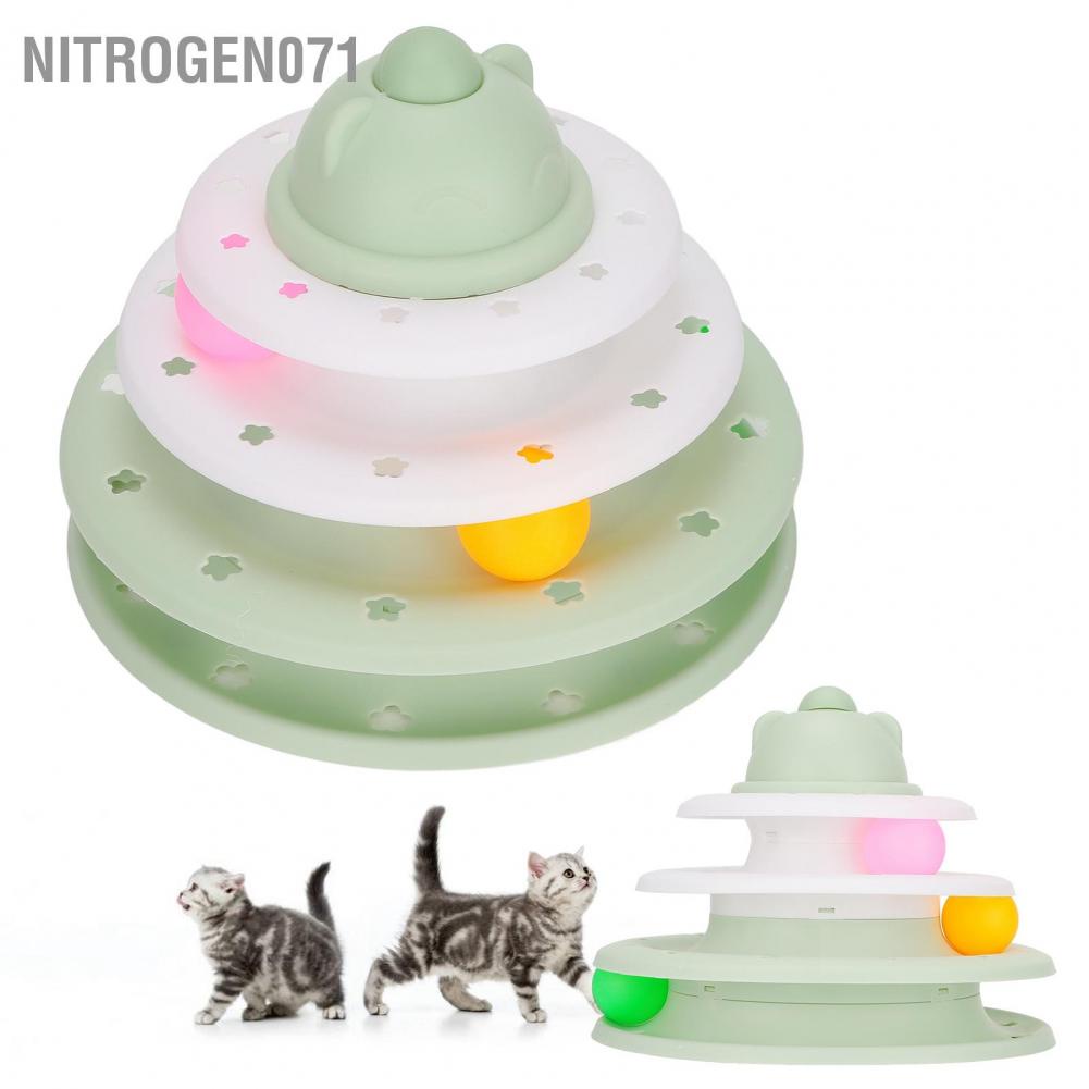 Nitrogen071 Đồ chơi bàn xoay dành cho mèo 3 cấp độ ngăn ngừa trượt tương tác Bóng lăn Kitten xếp hình tháp