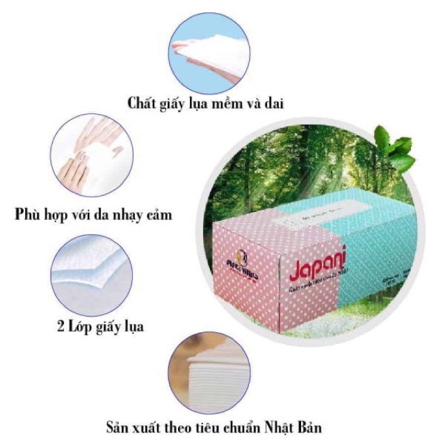 Hộp khăn giấy lụa cao cấp Japan (180 tờ)