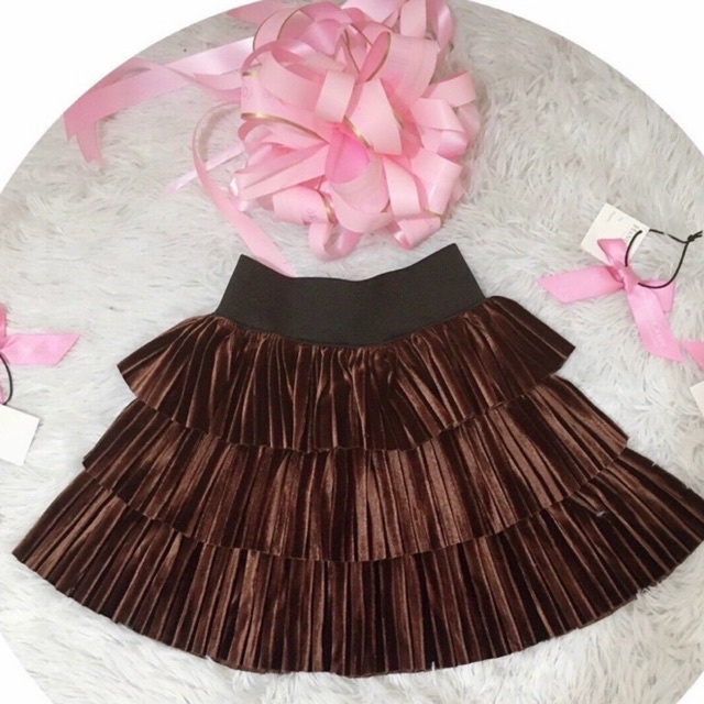 Chân váy Nhung xếp ly 3 tầng siêu đẹp cho bé gái 12-40kg