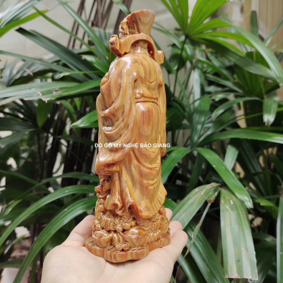 Tượng thần tài gỗ huyết long cao 20 cm