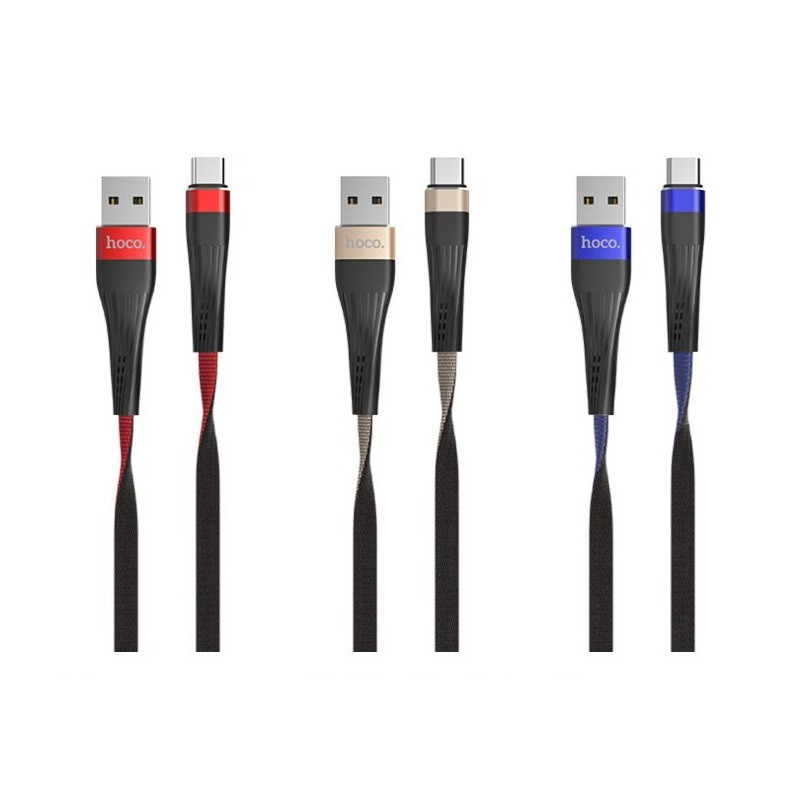 Cáp sạc nhanh 2.4A Hoco U39 Type-C dây dẹt bọc dù siêu bền dài 1.2M cho Android