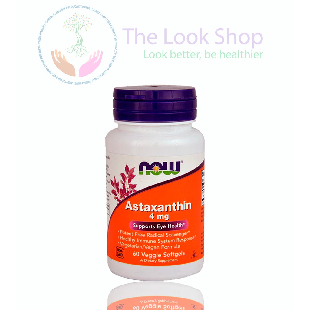 [Mã 66FMCGSALE hoàn 8% xu đơn 500K] Viên uống bổ mắt Astaxanthin 4mg Now- USA