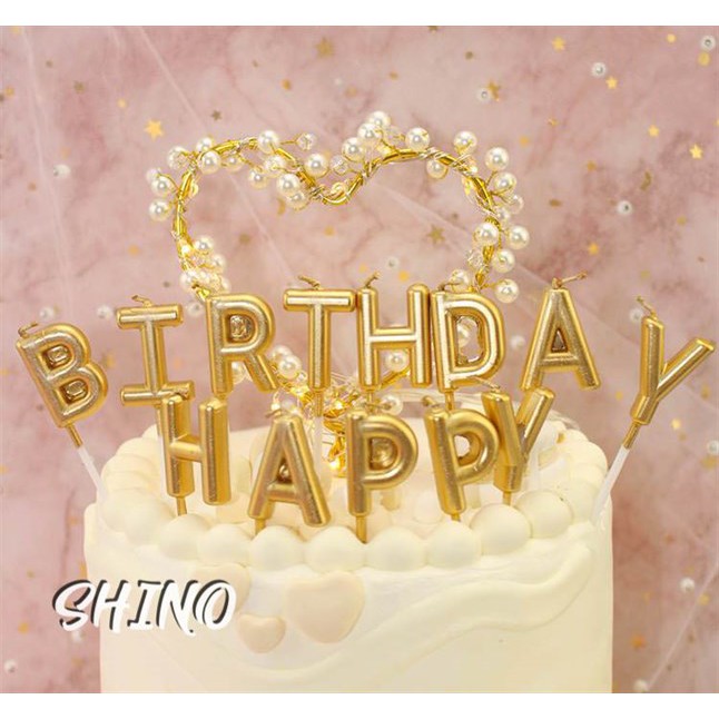Nến sinh nhật nhũ chữ HAPPY BIRTHDAY