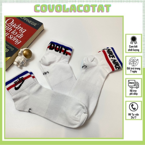 Tất nike kẻ màu hàng thể thao cao cấp nam nữ dệt kim - covolacotat