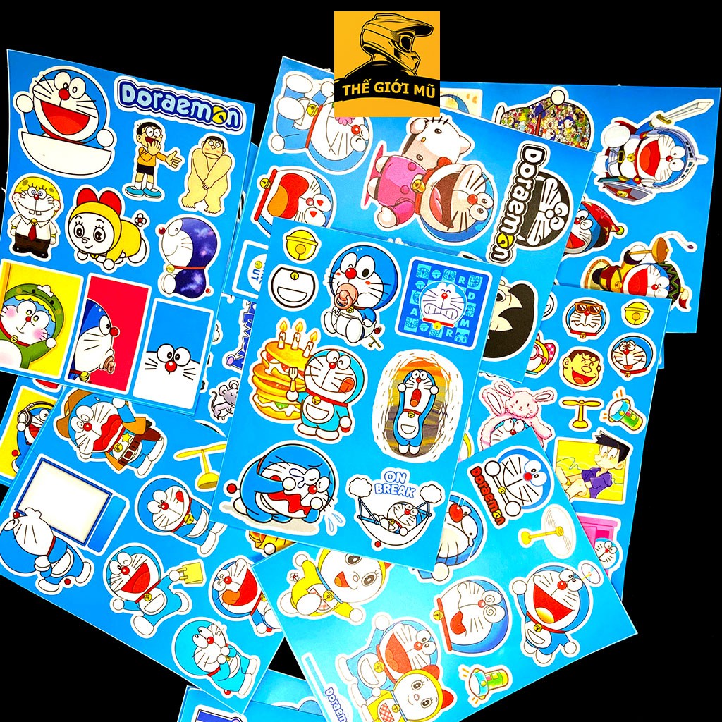 Sticker doraemon dán mũ bảo hiểm, vali, điện thoại, laptop cute cắt sẵn