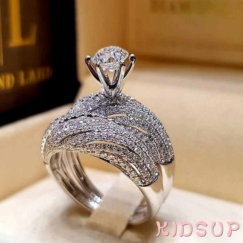 Bộ nhẫn đeo tay đính đá lấp lánh tinh tế dễ phối đồ