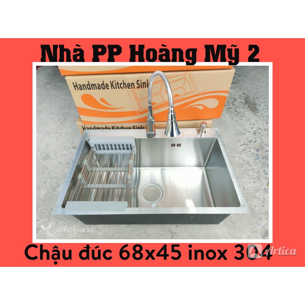 Chậu rửa chén bát inox 304 chậu đúc KT 6845